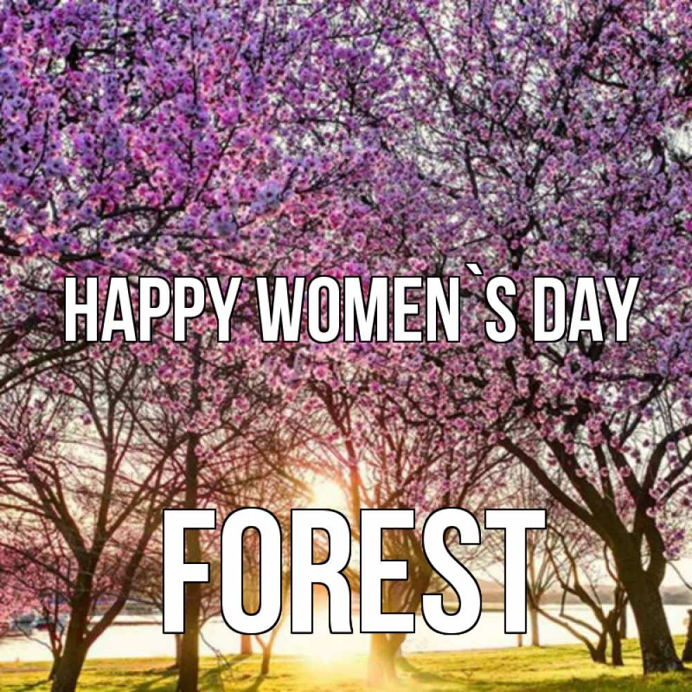 Greetings card с именем, Forest happy women`s day международный женский день Greetings with text for free download 